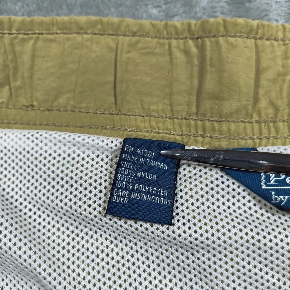 Vintage Polo Ralph Lauren Cargo Swim Trunks Men 37 Brown Surf Board Shorts Lined